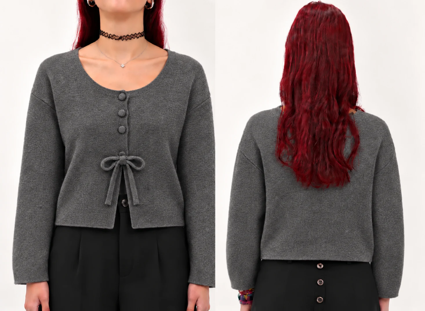 Gilet Fanny, vues de face et de dos — Gris