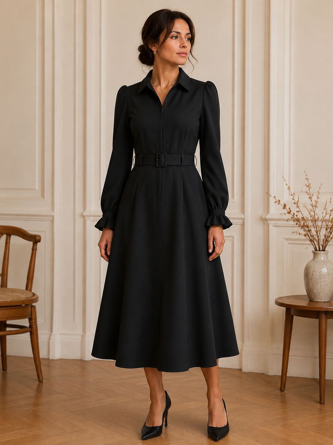 Robe noire Colette Chopin vue de face